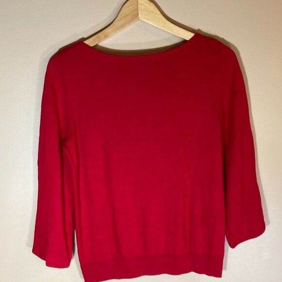 #69 Ann Taylor Red Pullover Sweater, Size Medium Petite - Picture 3 of 5